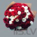 Baltas un sarkanas rozes, 51 roze, 50cm garas